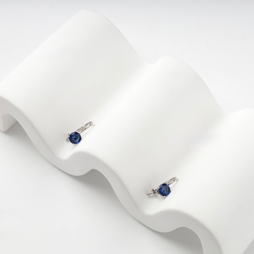 Children's Rhodium-Plated Silver 925 Blue CZ Drop Earrings | Ukrainian Jewelry