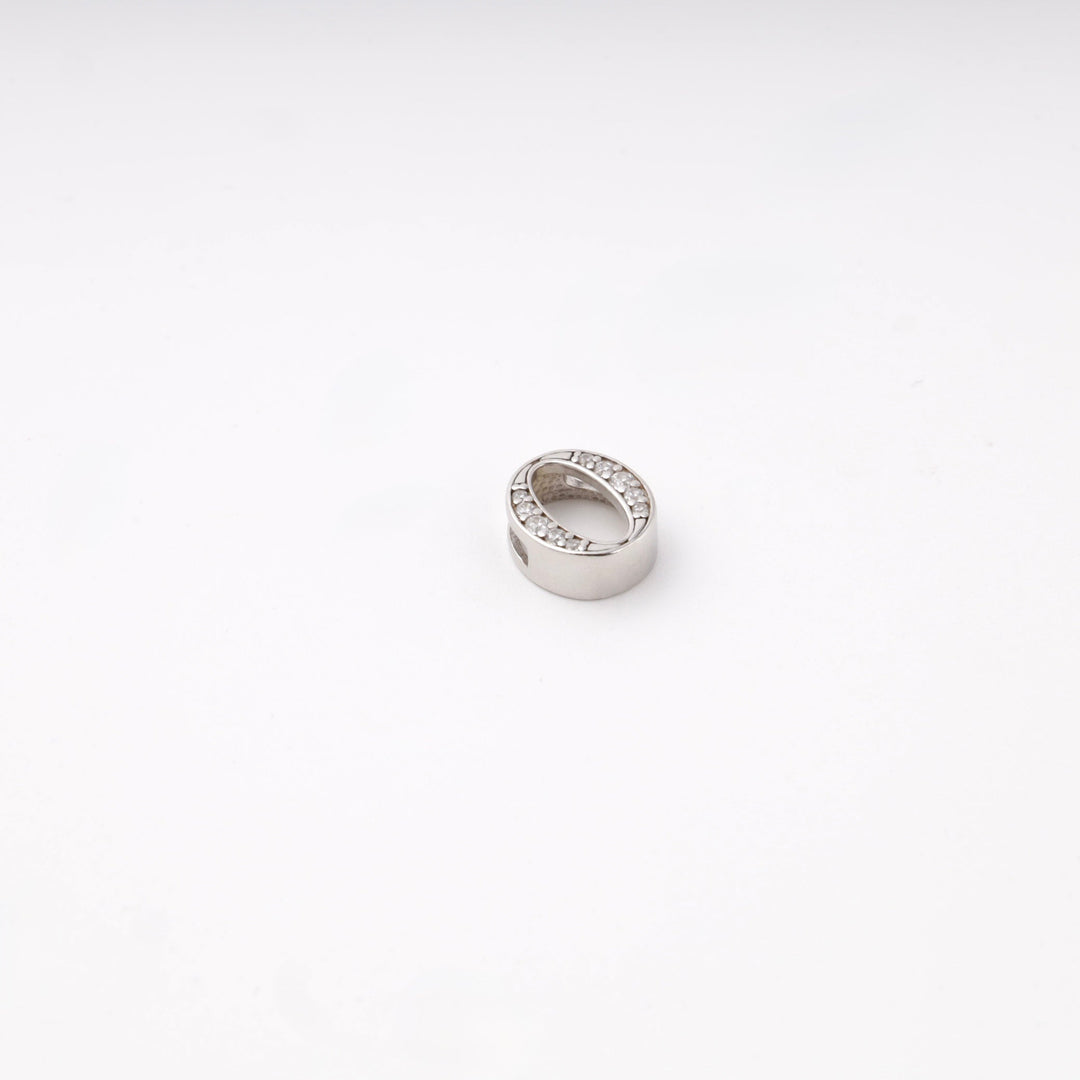Silver 925 Oval Pendant Letter "O" with Cubic Zirconia | Ukrainian Jewelry
