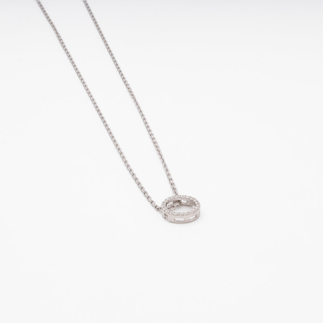 Circle pendant necklace with cubic zirconia in Sterling Silver 925, rhodium plated — Ukrainian Jewelry