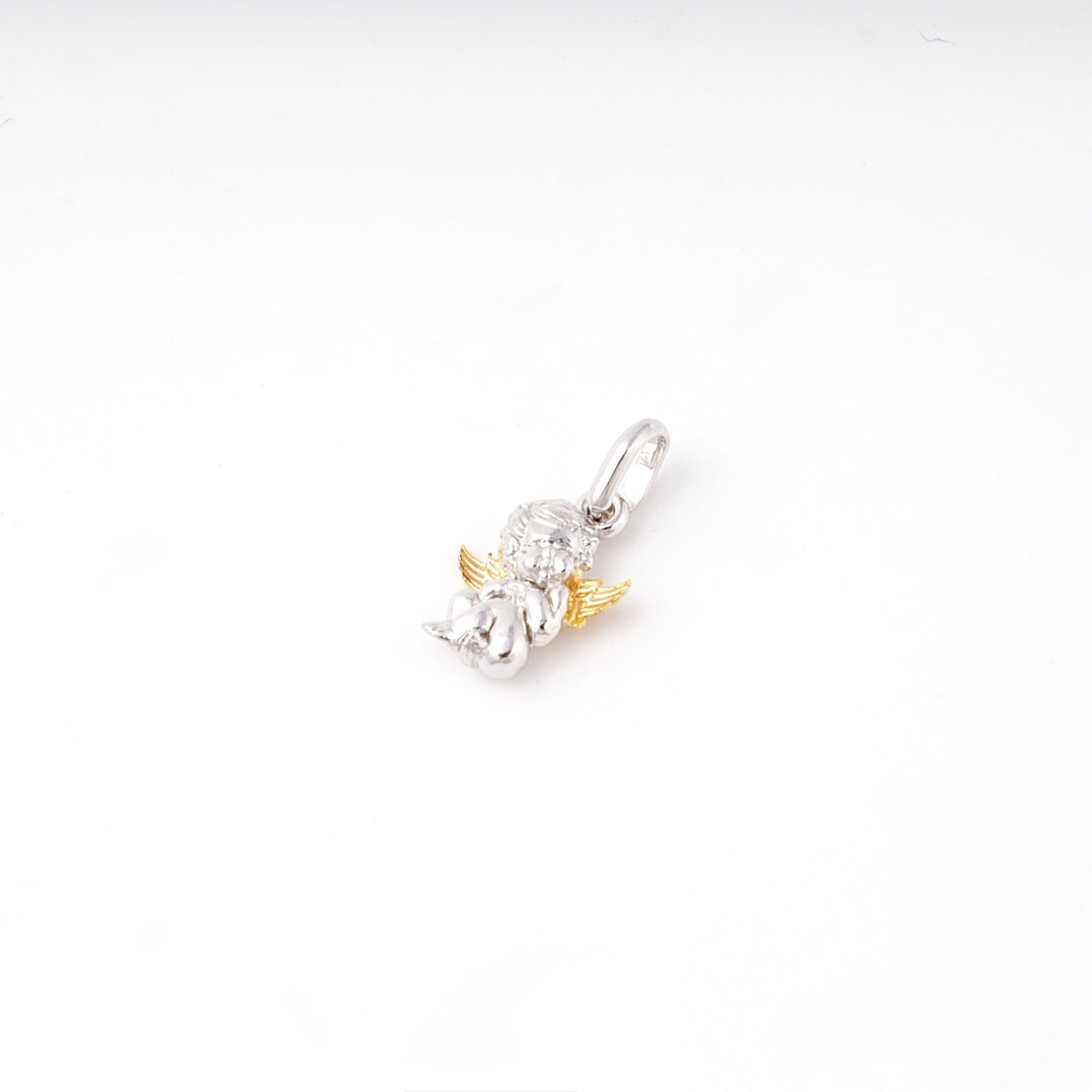 Silver 925 Angel Pendant with Gold Wings | Ukrainian Jewelry