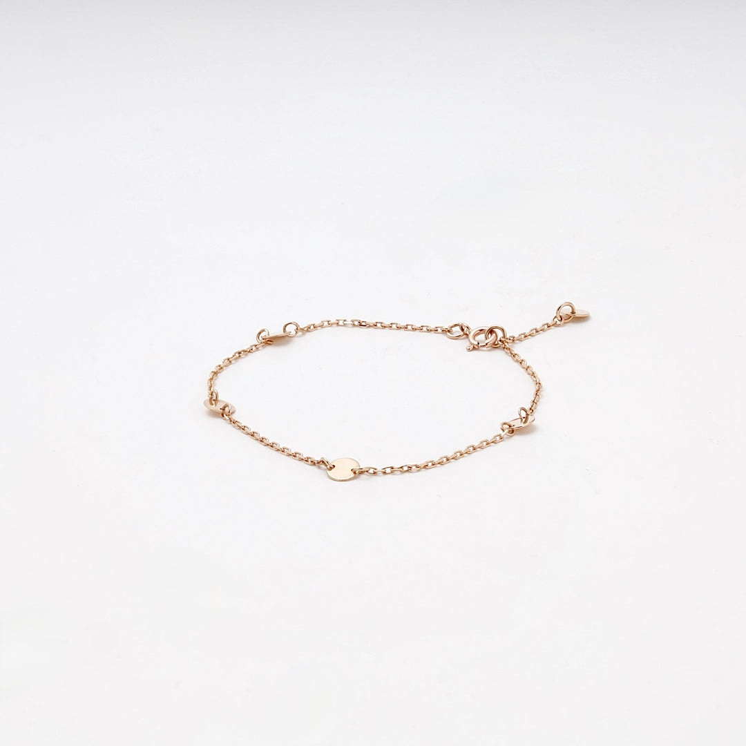 Rose Gold 585 Chain Bracelet with Round Disc Stations | Ukrainian Jewelry