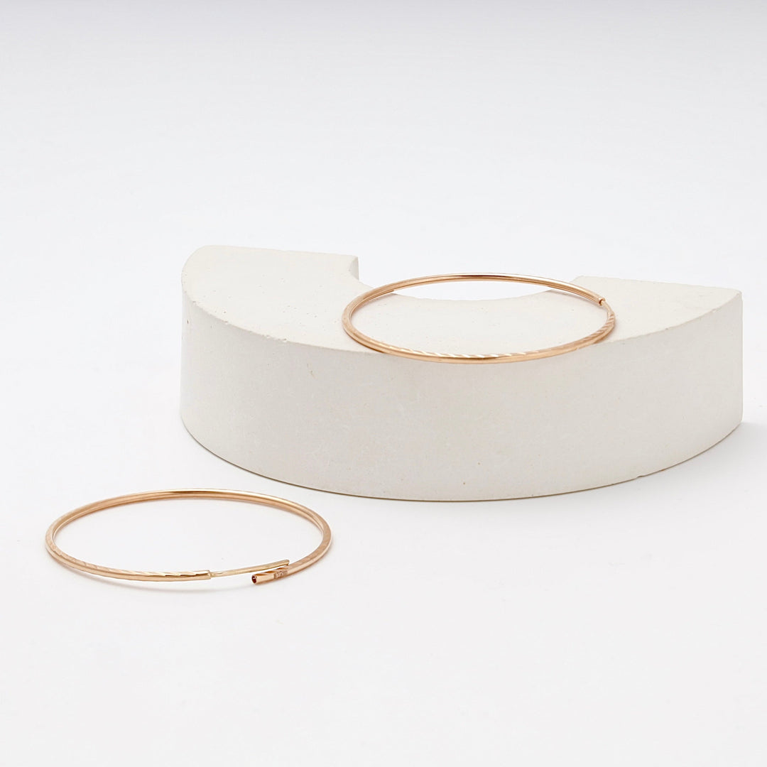 Rose Gold 585 Diamond-Cut Hoop Earrings 48 mm | Ukrainian Jewelry