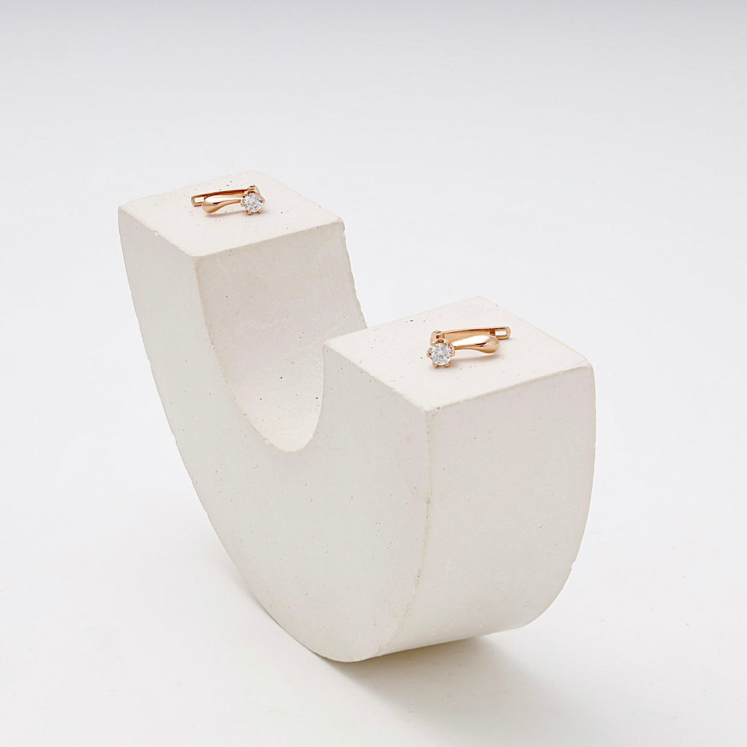 Children's Rose Gold 585 Earrings with Cubic Zirconia | Ukrainian Jewelry