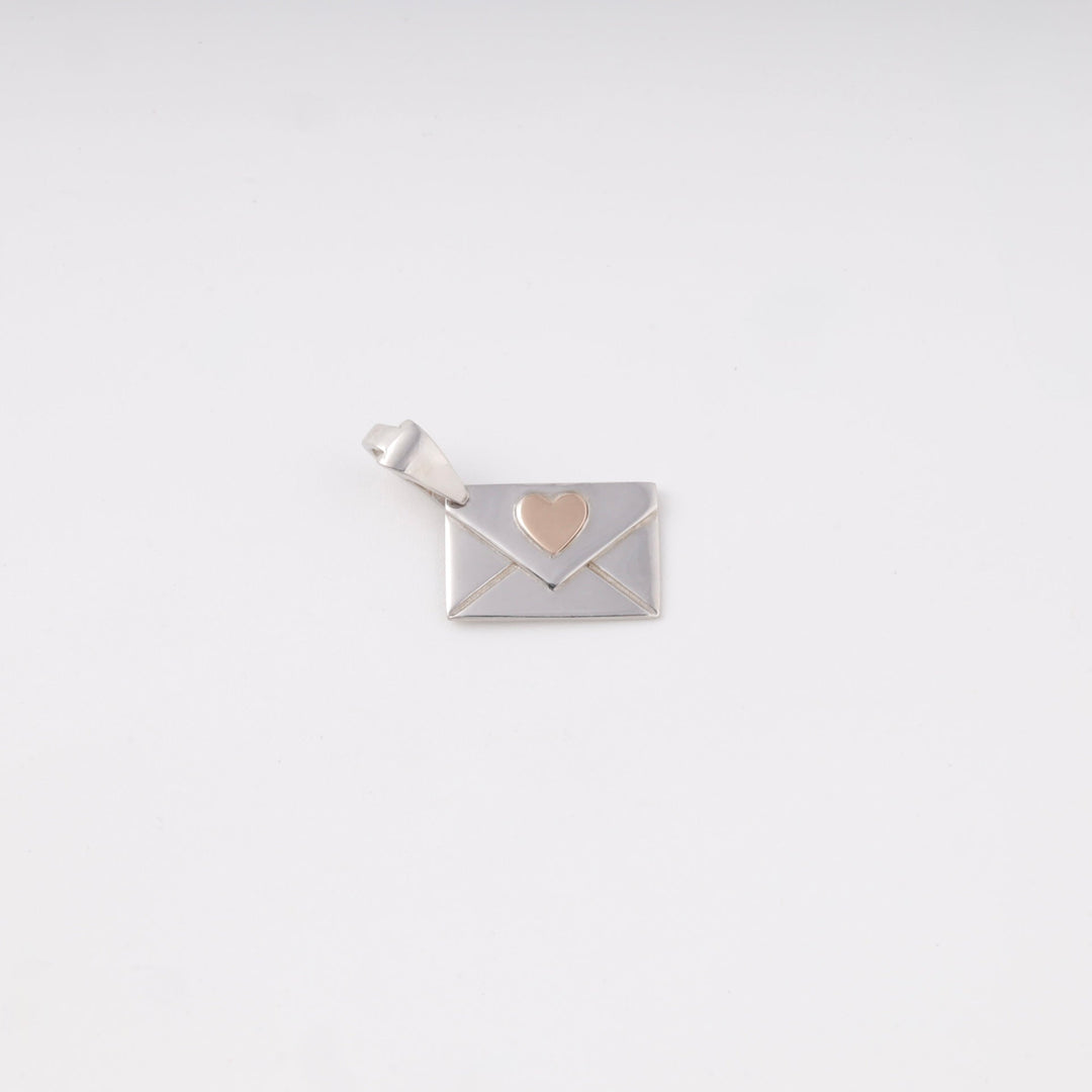 Love Letter Envelope Pendant with Rose Gold Heart Silver 925 | Ukrainian Jewelry
