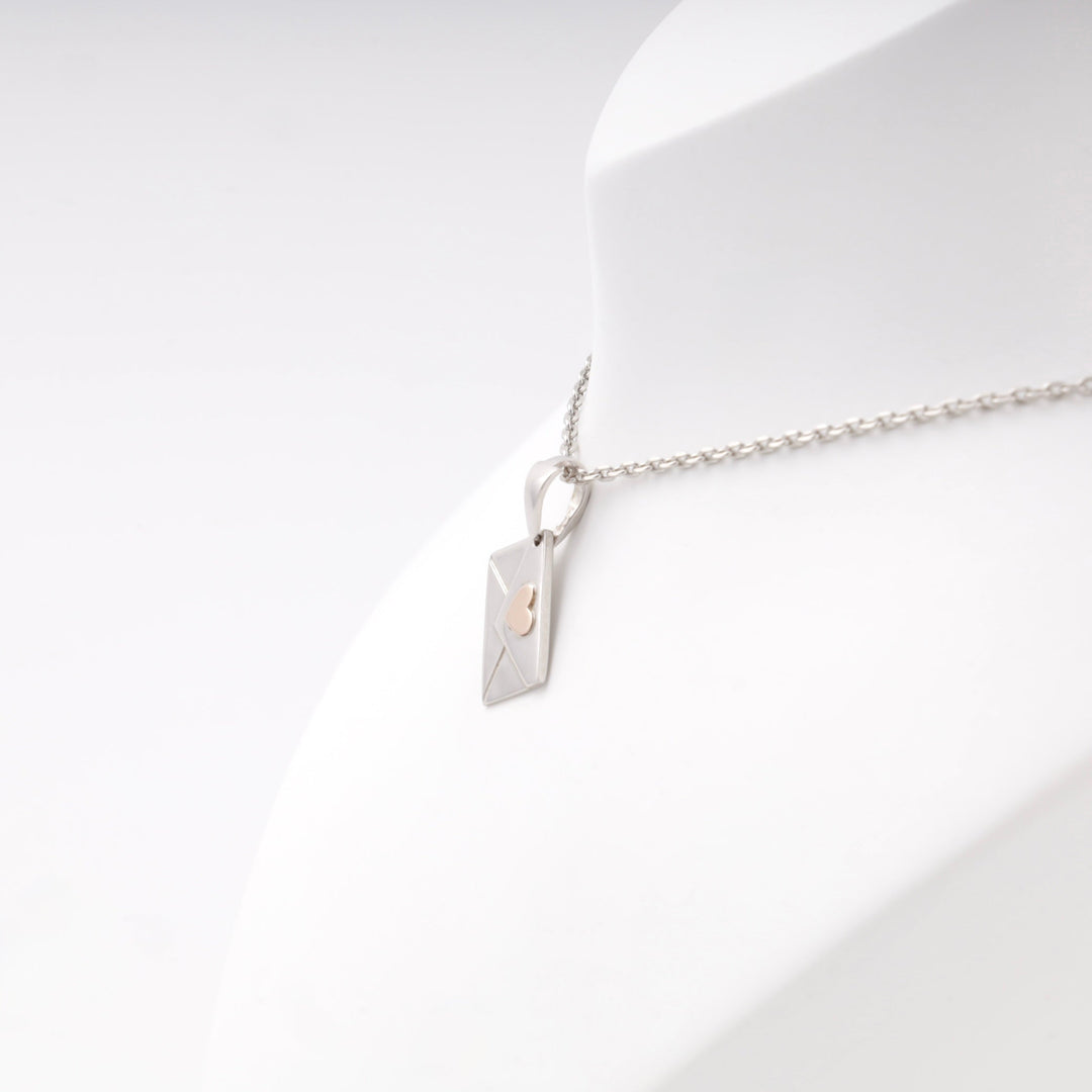 Love Letter Envelope Pendant with Rose Gold Heart Silver 925 | Ukrainian Jewelry
