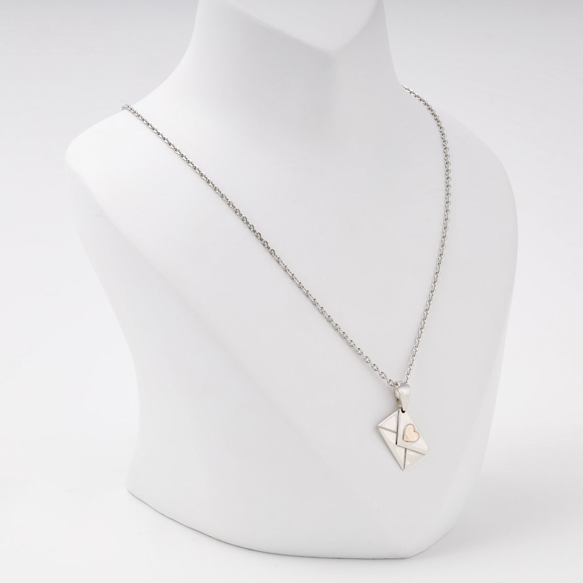 Love Letter Envelope Pendant with Rose Gold Heart Silver 925 | Ukrainian Jewelry