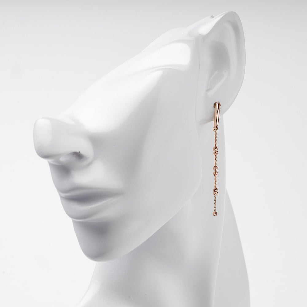 Rose Gold 585 Beaded Chain Drop Earrings | Ukrainian Jewelry