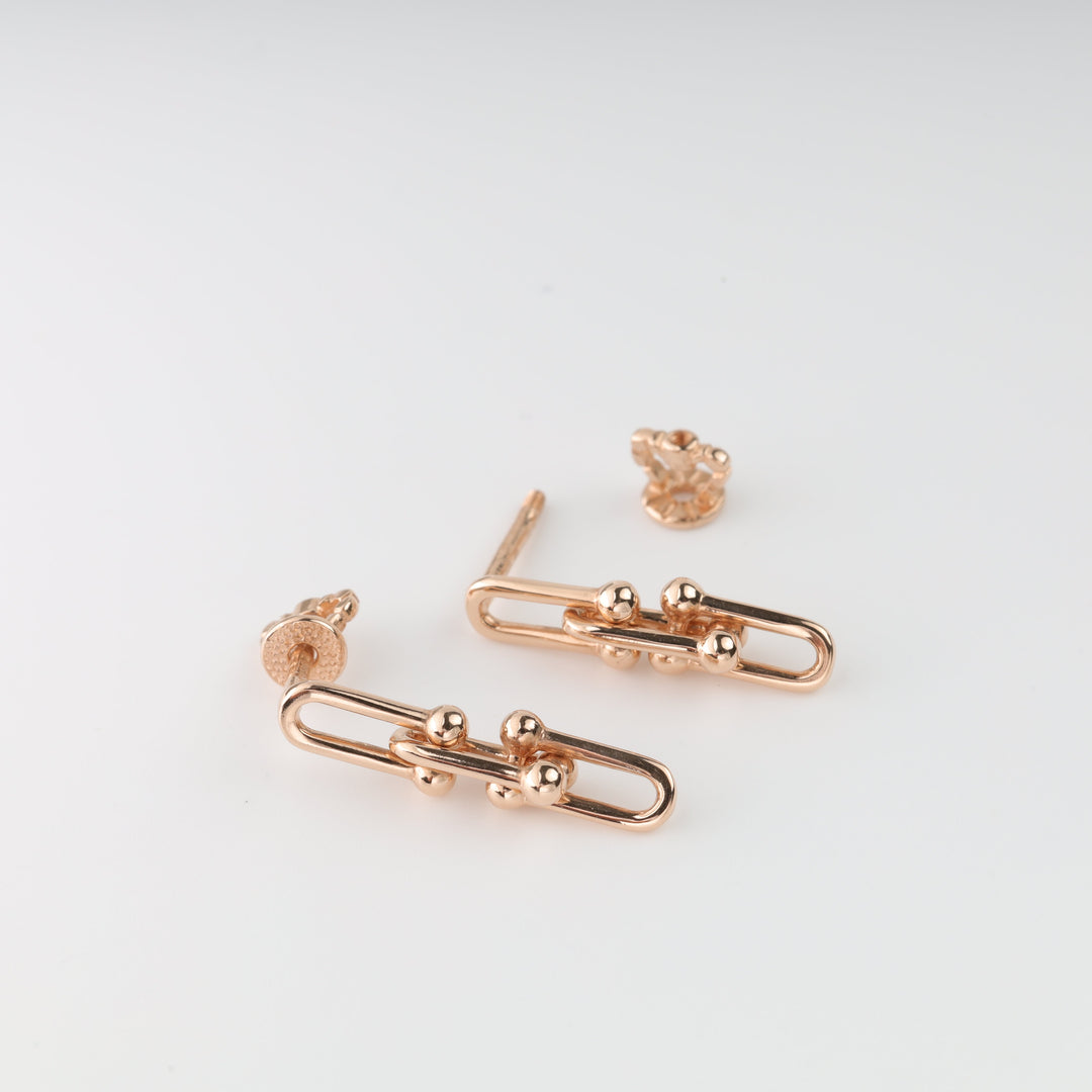 Rose Gold 585 Hanging Chain Link Earrings | Ukrainian Jewelry