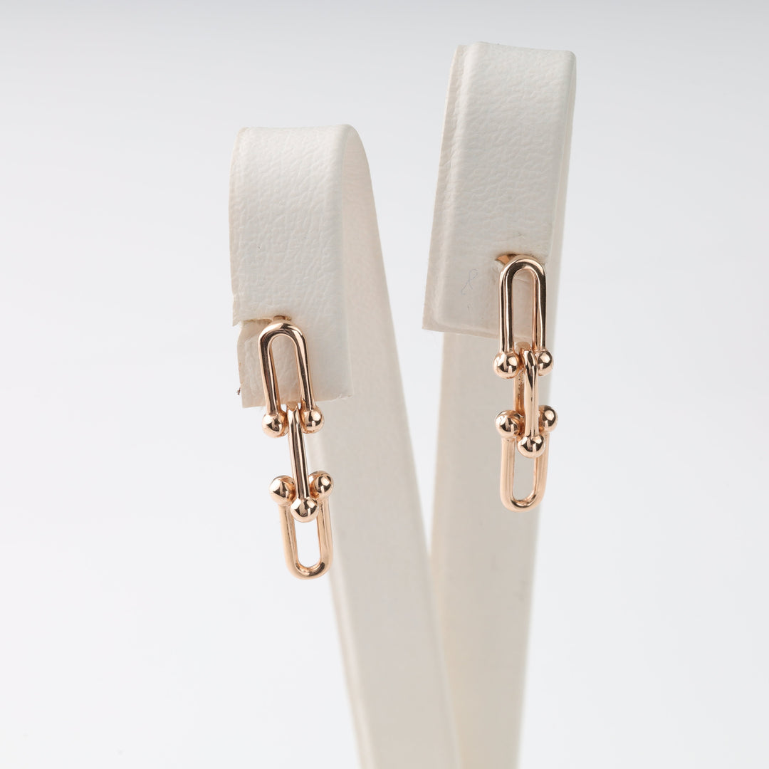 Rose Gold 585 Hanging Chain Link Earrings | Ukrainian Jewelry