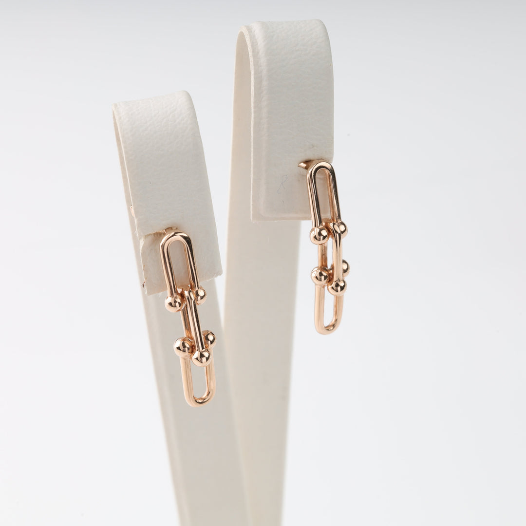 Rose Gold 585 Hanging Chain Link Earrings | Ukrainian Jewelry
