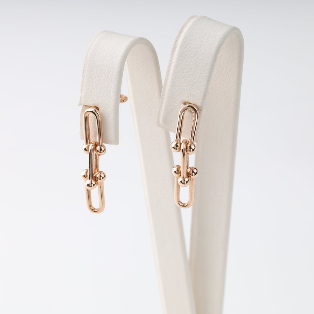 Rose Gold 585 Hanging Chain Link Earrings | Ukrainian Jewelry