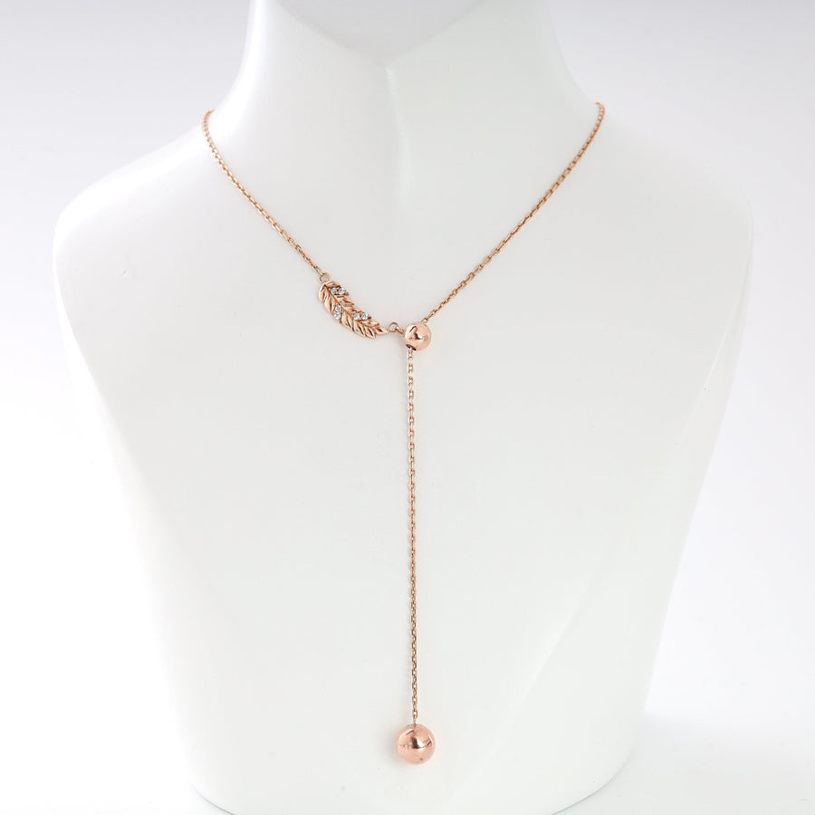 Rose Gold 14K (585) Y-Necklace with Cubic Zirconia | Ukrainian Jewelry