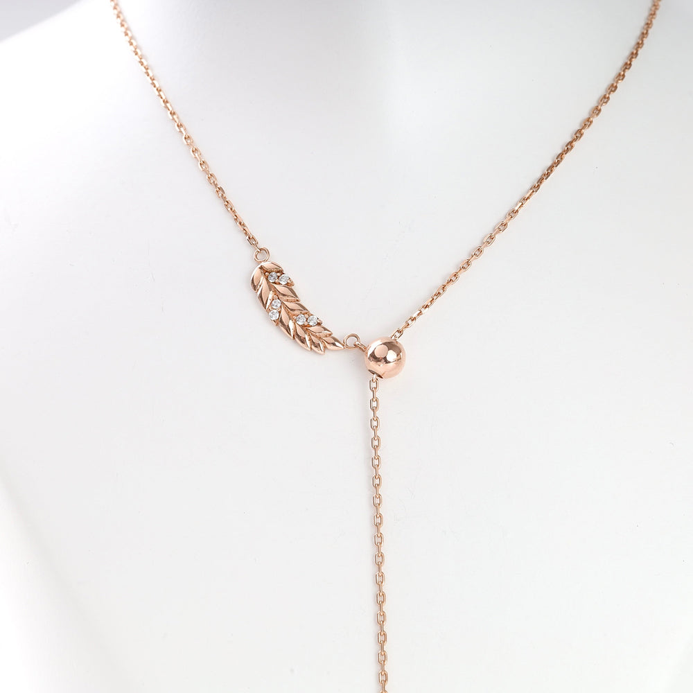 Rose Gold 14K (585) Y-Necklace with Cubic Zirconia | Ukrainian Jewelry