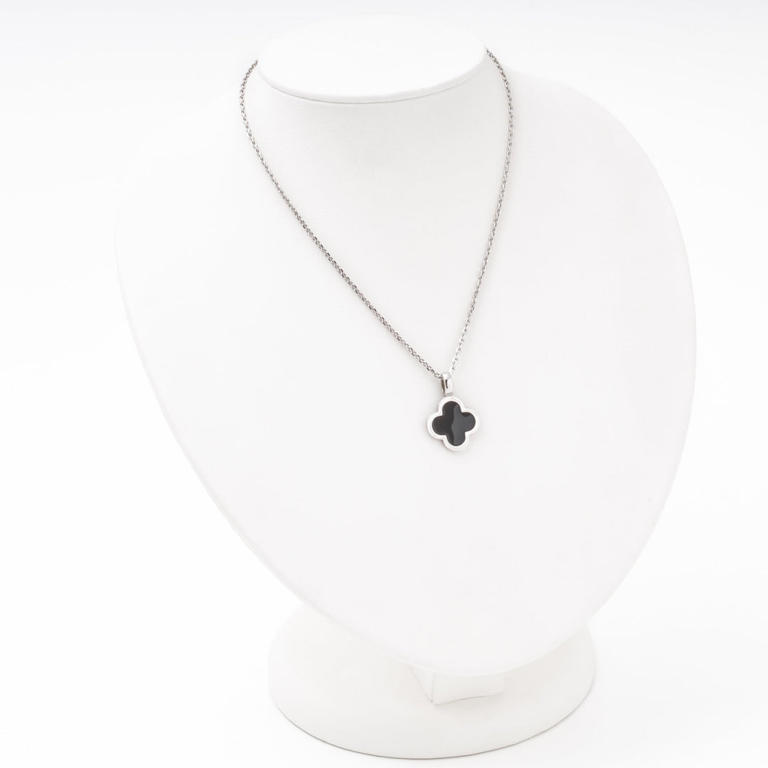 Silver 925 Clover Pendant with Black Enamel | Ukrainian Jewelry