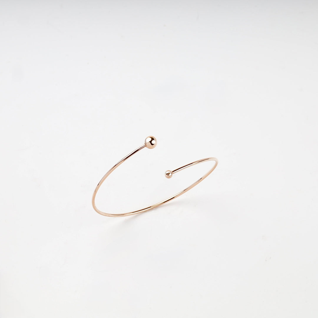 Rose Gold 14K (585) Asymmetric Ball Open Bangle Bracelet | Ukrainian Jewelry