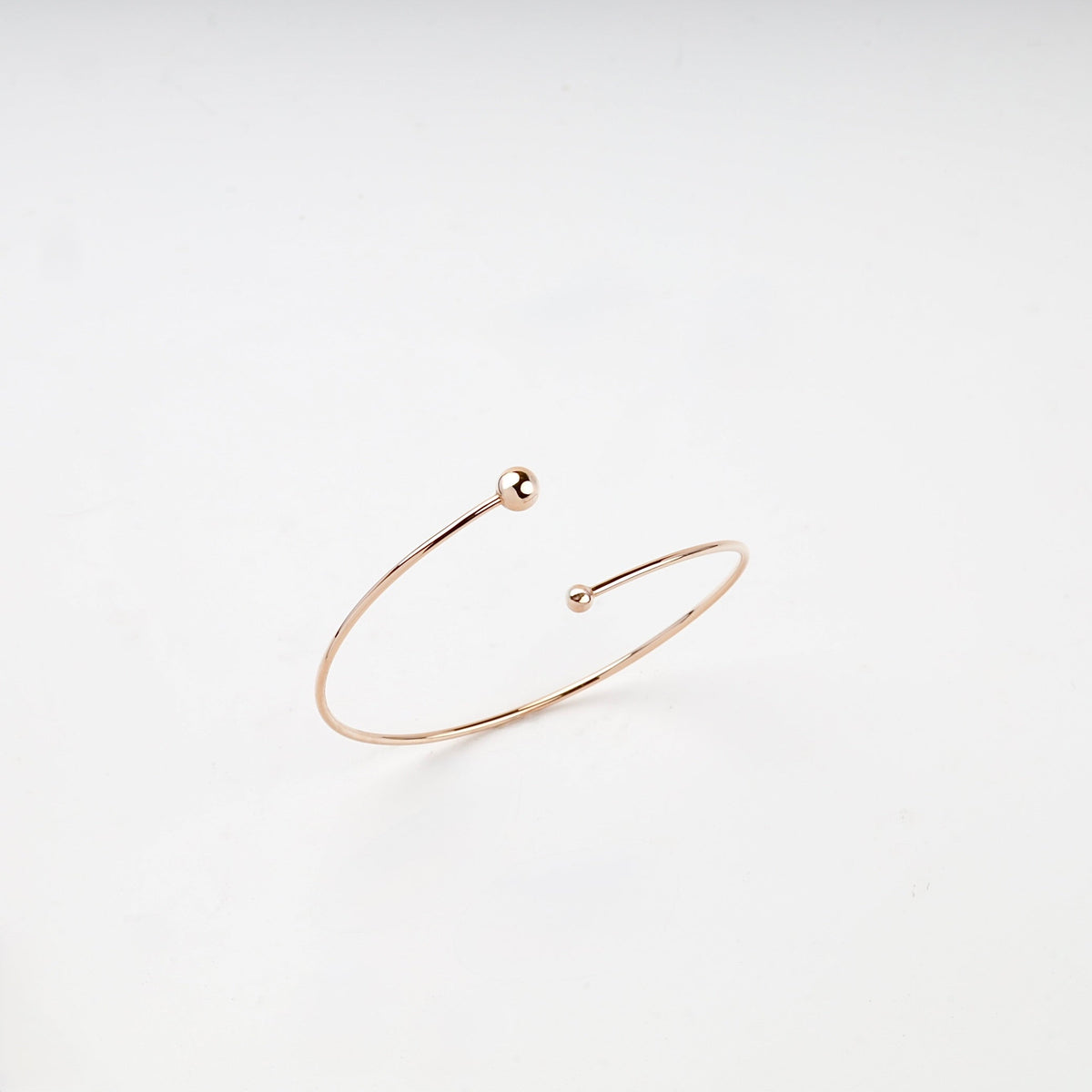 Rose Gold 14K (585) Asymmetric Ball Open Bangle Bracelet | Ukrainian Jewelry