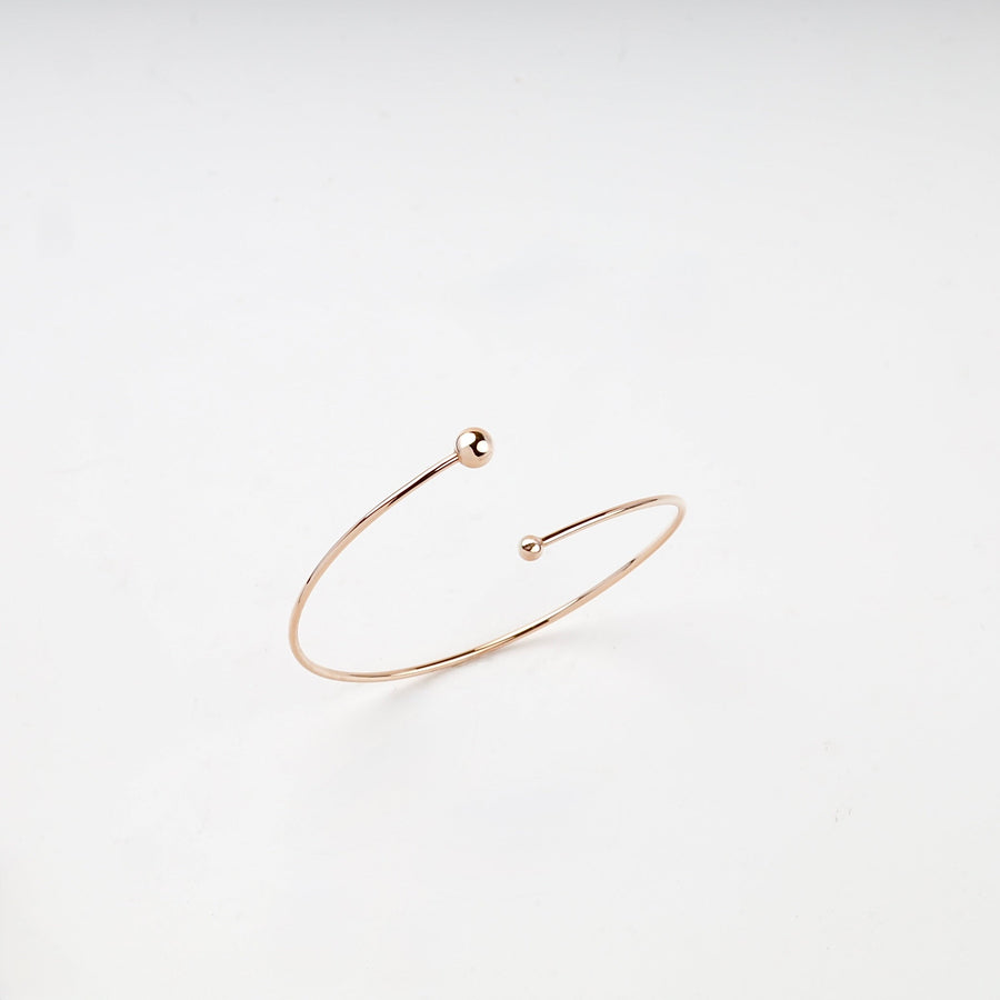 Rose Gold 14K (585) Asymmetric Ball Open Bangle Bracelet | Ukrainian Jewelry