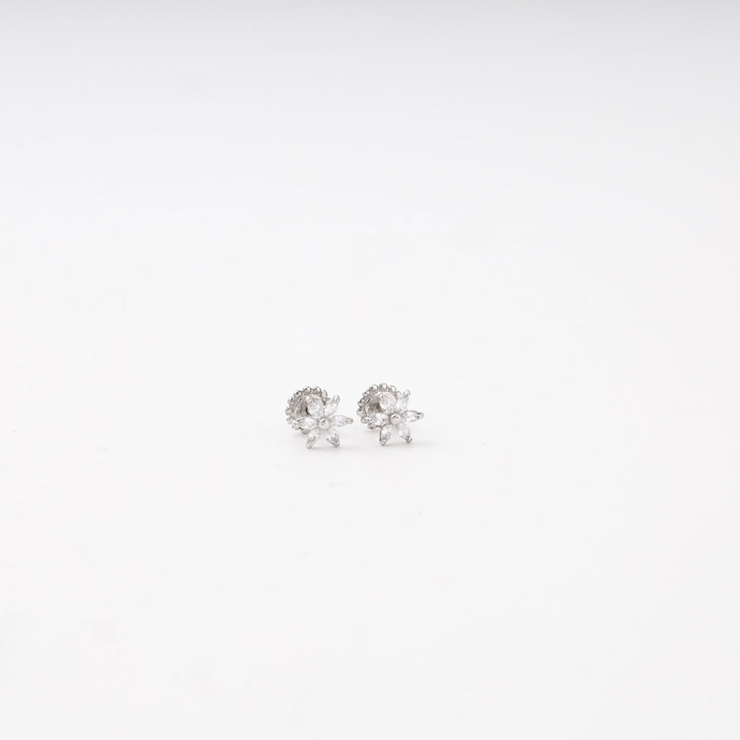 Silver 925 Flower CZ Stud Earrings | Ukrainian Jewelry