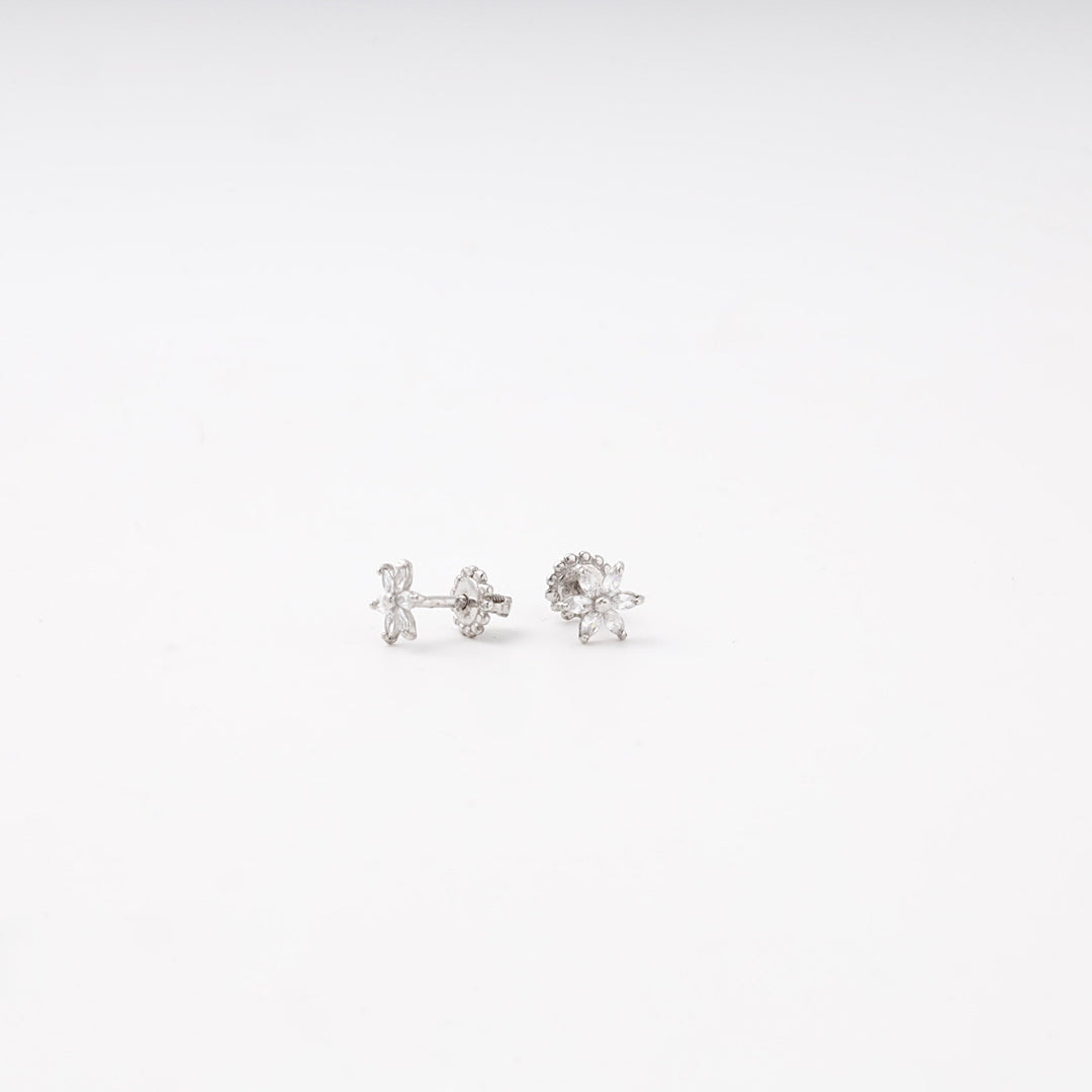 Silver 925 Flower CZ Stud Earrings | Ukrainian Jewelry