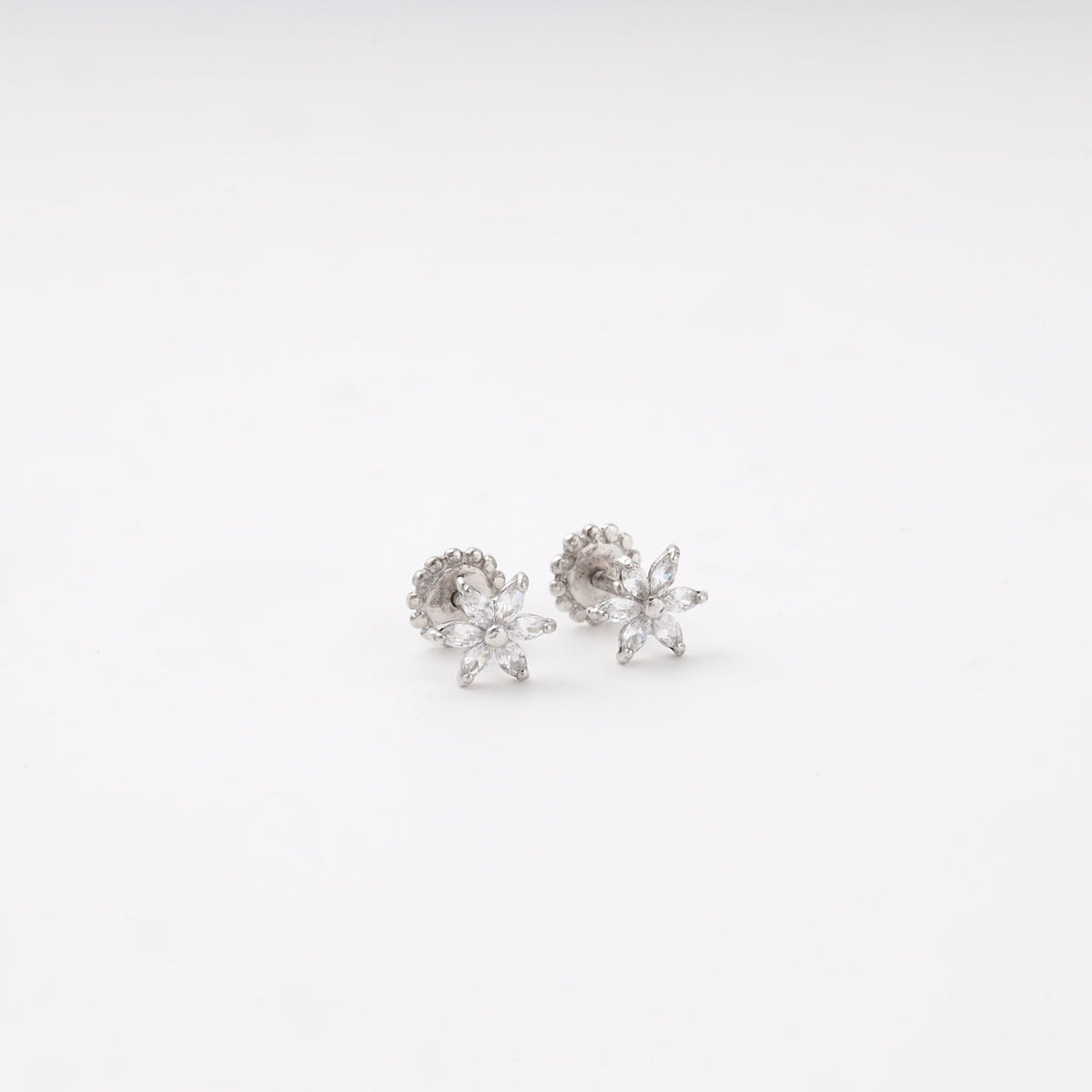 Silver 925 Flower CZ Stud Earrings | Ukrainian Jewelry
