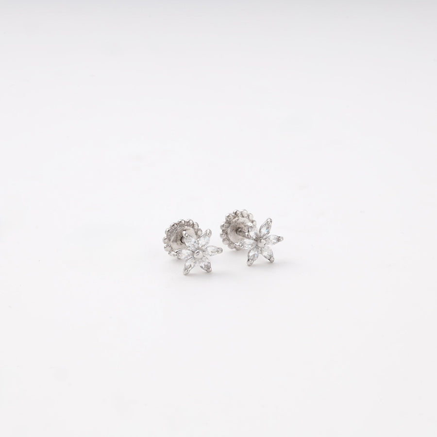 Silver 925 Flower CZ Stud Earrings | Ukrainian Jewelry