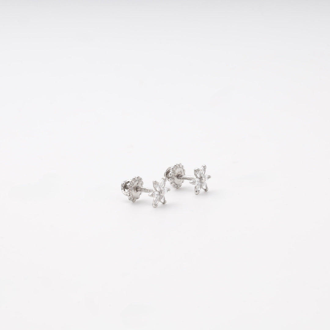 Silver 925 Flower CZ Stud Earrings | Ukrainian Jewelry