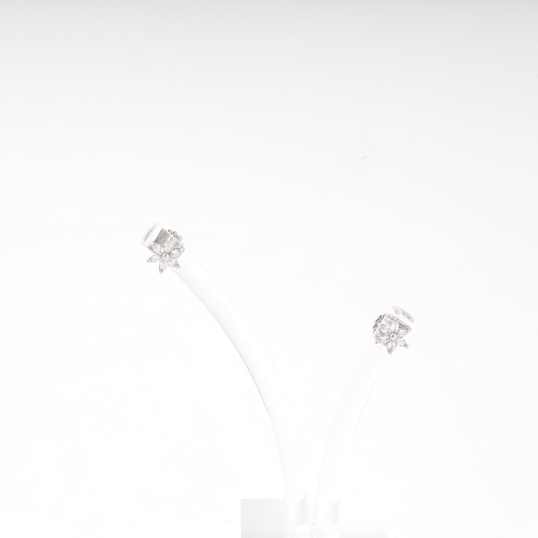 Silver 925 Flower CZ Stud Earrings | Ukrainian Jewelry