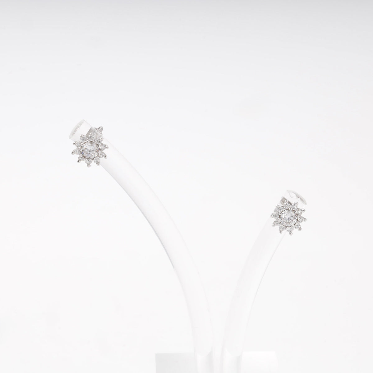 Silver 925 Halo Stud Earrings with Cubic Zirconia | Ukrainian Jewelry