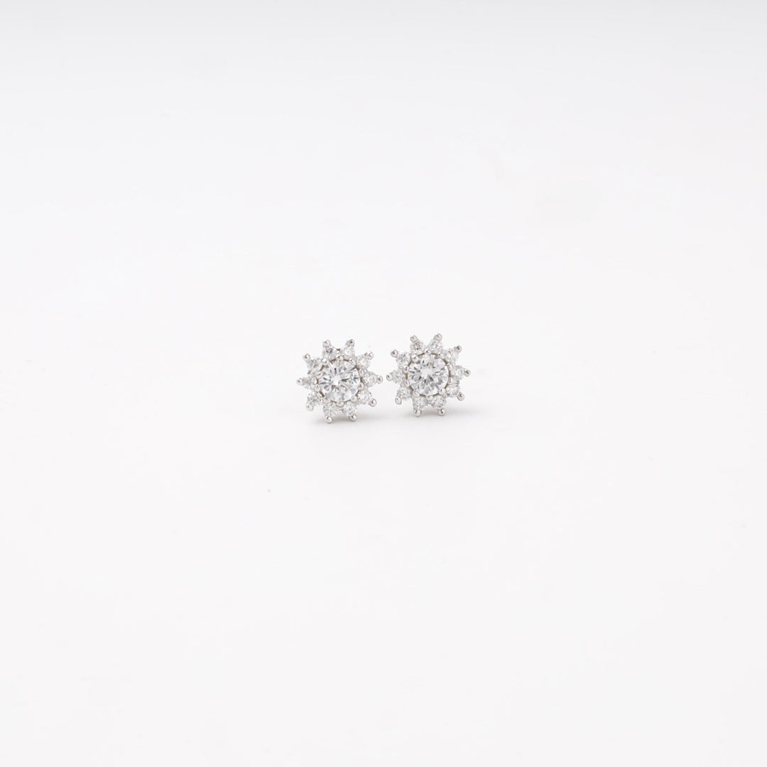 Silver 925 Halo Stud Earrings with Cubic Zirconia | Ukrainian Jewelry
