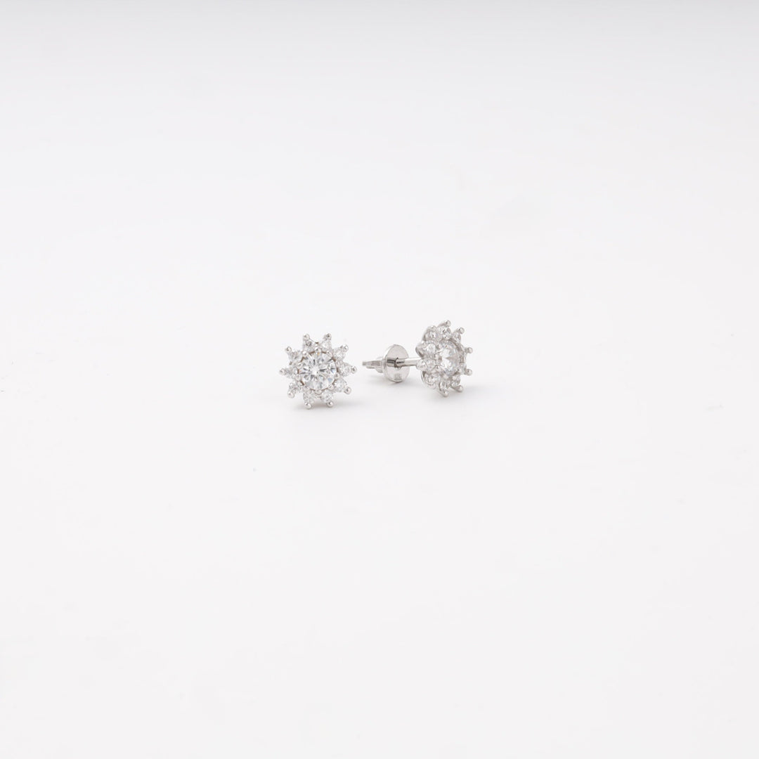 Silver 925 Halo Stud Earrings with Cubic Zirconia | Ukrainian Jewelry