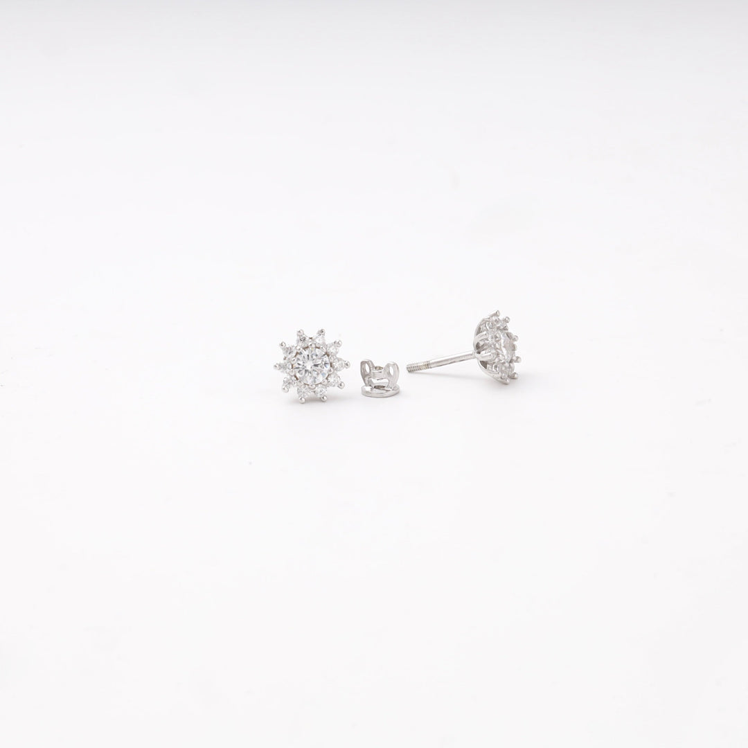 Silver 925 Halo Stud Earrings with Cubic Zirconia | Ukrainian Jewelry