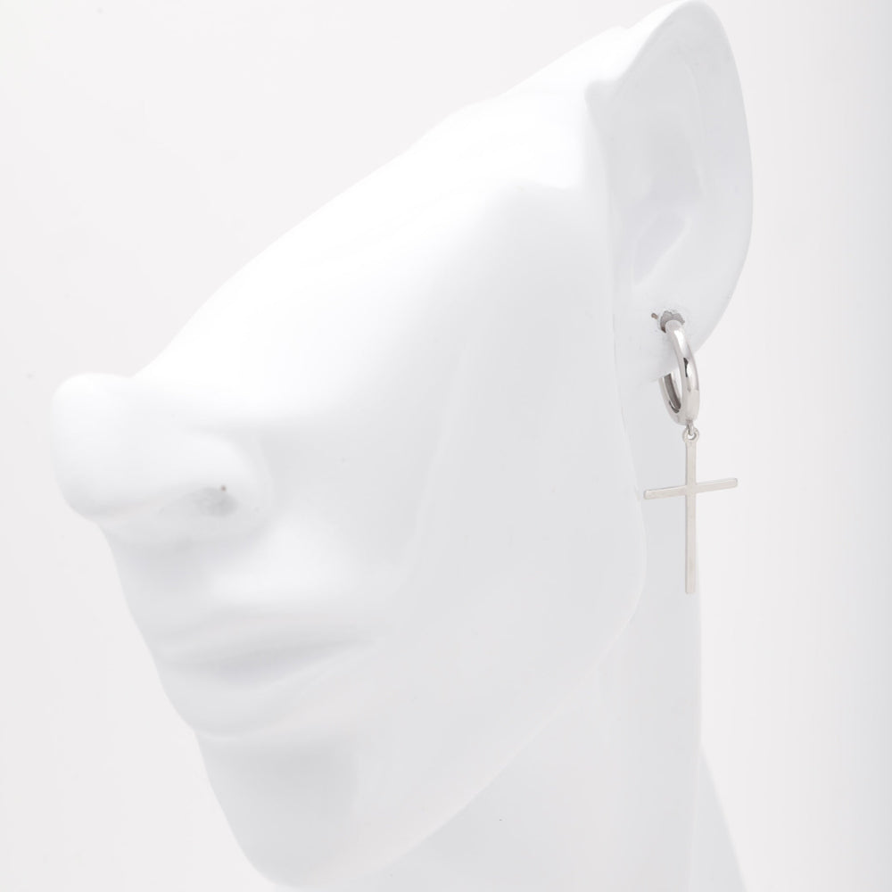 Silver 925 Huggie Hoop Earrings with Cross | Ukrainian Jewelry