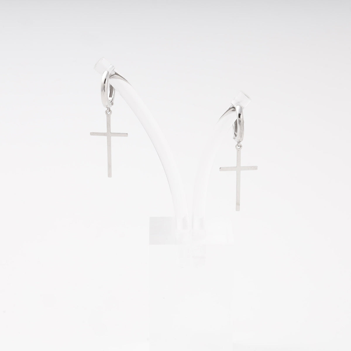 Silver 925 Huggie Hoop Earrings with Cross | Ukrainian Jewelry
