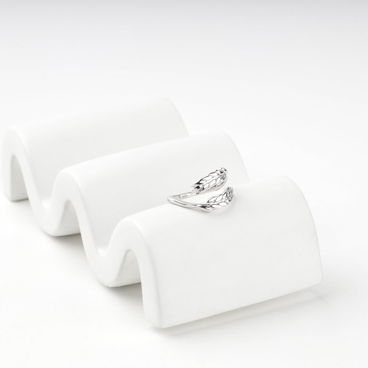 White Gold 14K (585) Wheat Ear Open Ring | Ukrainian Jewelry