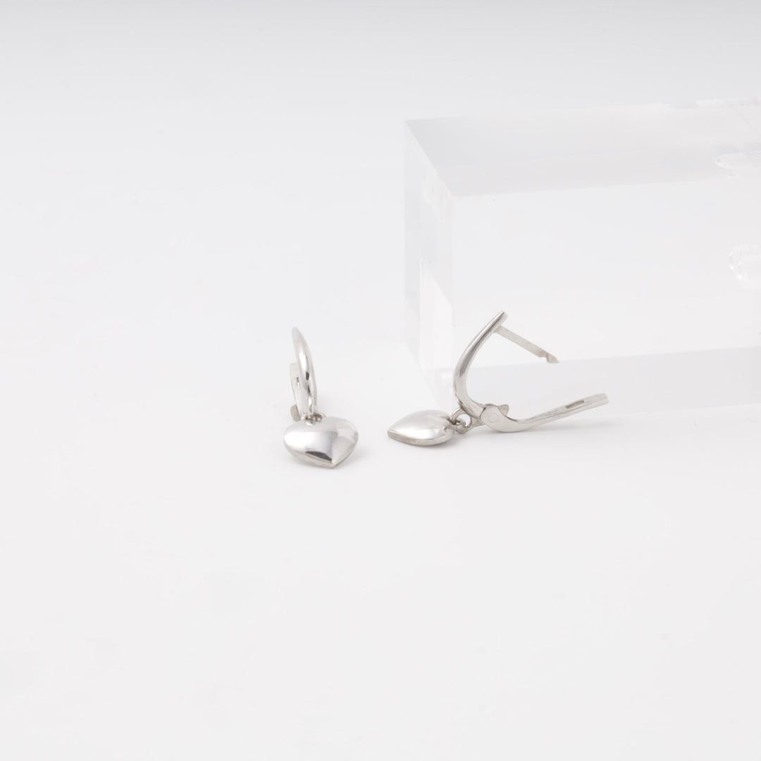 Silver 925 Polished Heart Dangle Earrings | Ukrainian Jewelry