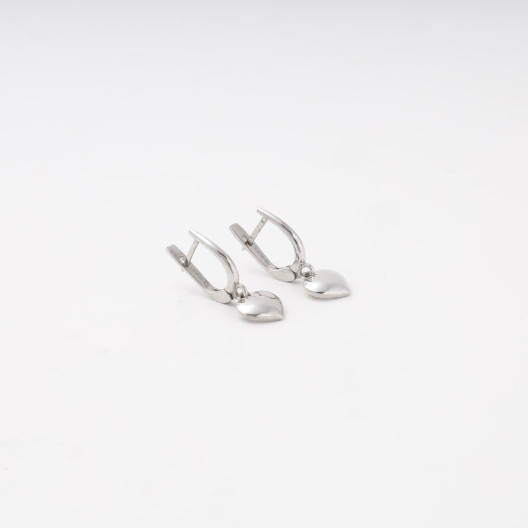 Silver 925 Polished Heart Dangle Earrings | Ukrainian Jewelry