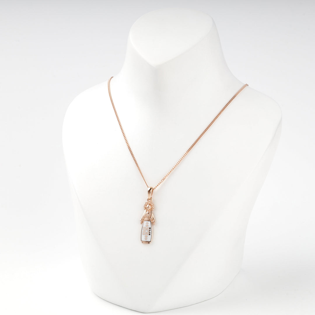 Rose Gold 14K (585) White Enamel Ukrainian Motanka Doll Pendant | Ukrainian Jewelry