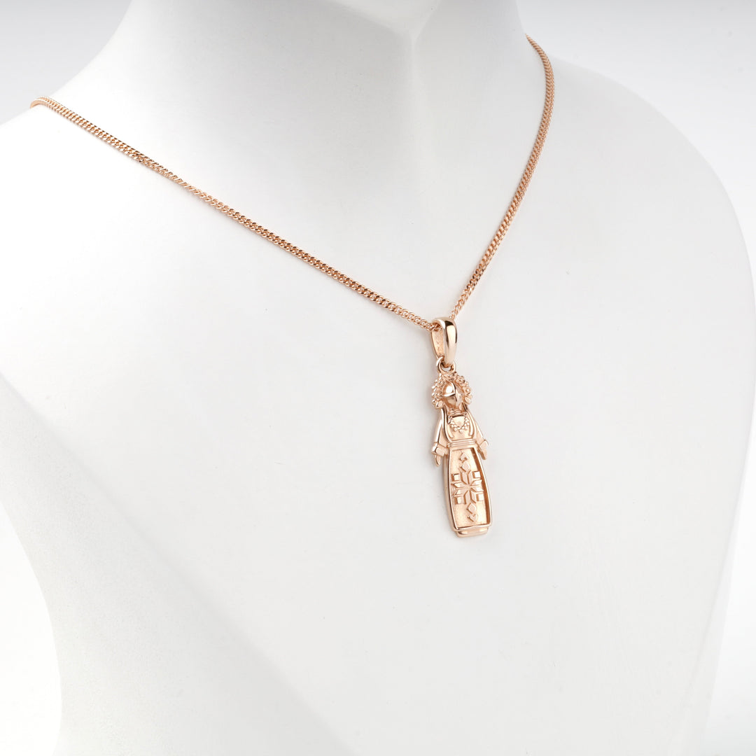 Rose Gold 14K (585) Ukrainian Motanka Doll Pendant | Ukrainian Jewelry