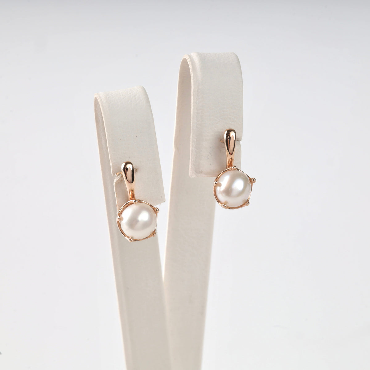 Rose Gold 585 Pearl Earrings | Ukrainian Jewelry