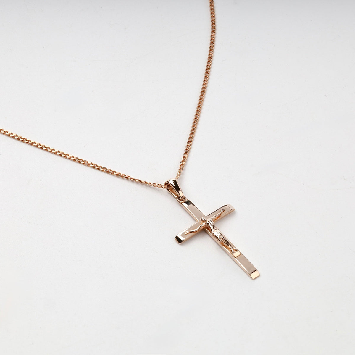 Rose Gold 14K (585) Polished Crucifix Pendant | Ukrainian Jewelry