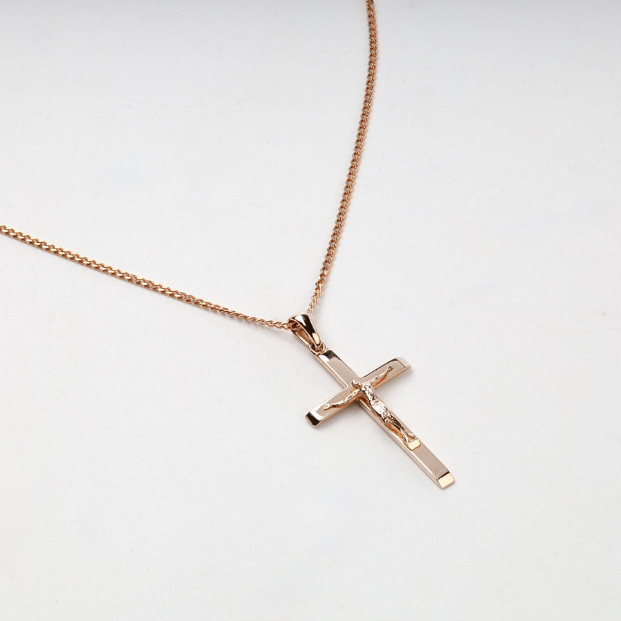 Rose Gold 14K (585) Polished Crucifix Pendant | Ukrainian Jewelry