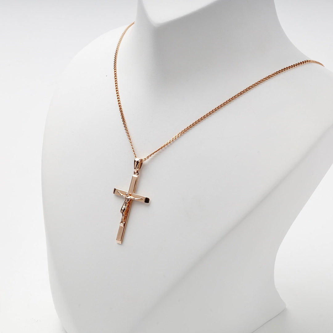 Rose Gold 14K (585) Polished Crucifix Pendant | Ukrainian Jewelry