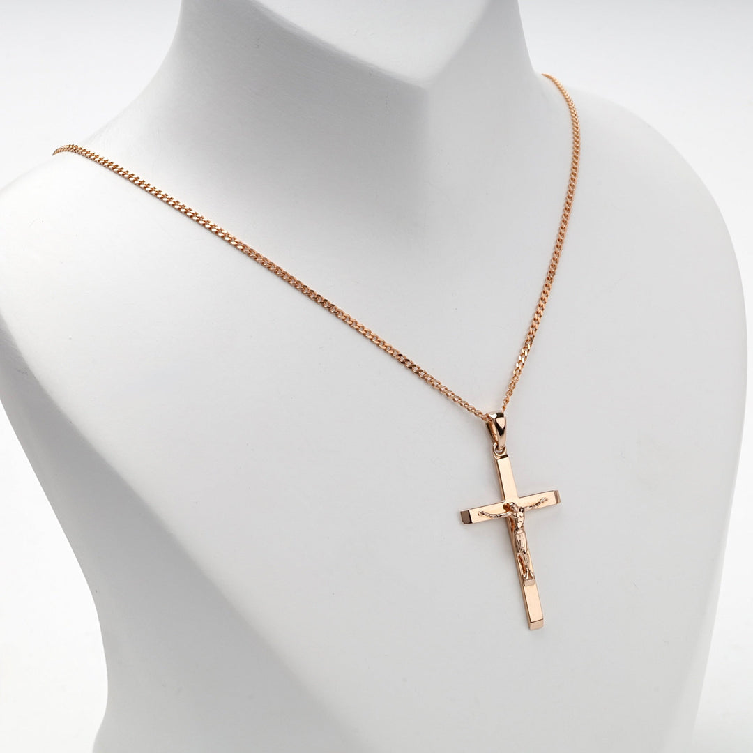 Rose Gold 14K (585) Polished Crucifix Pendant | Ukrainian Jewelry