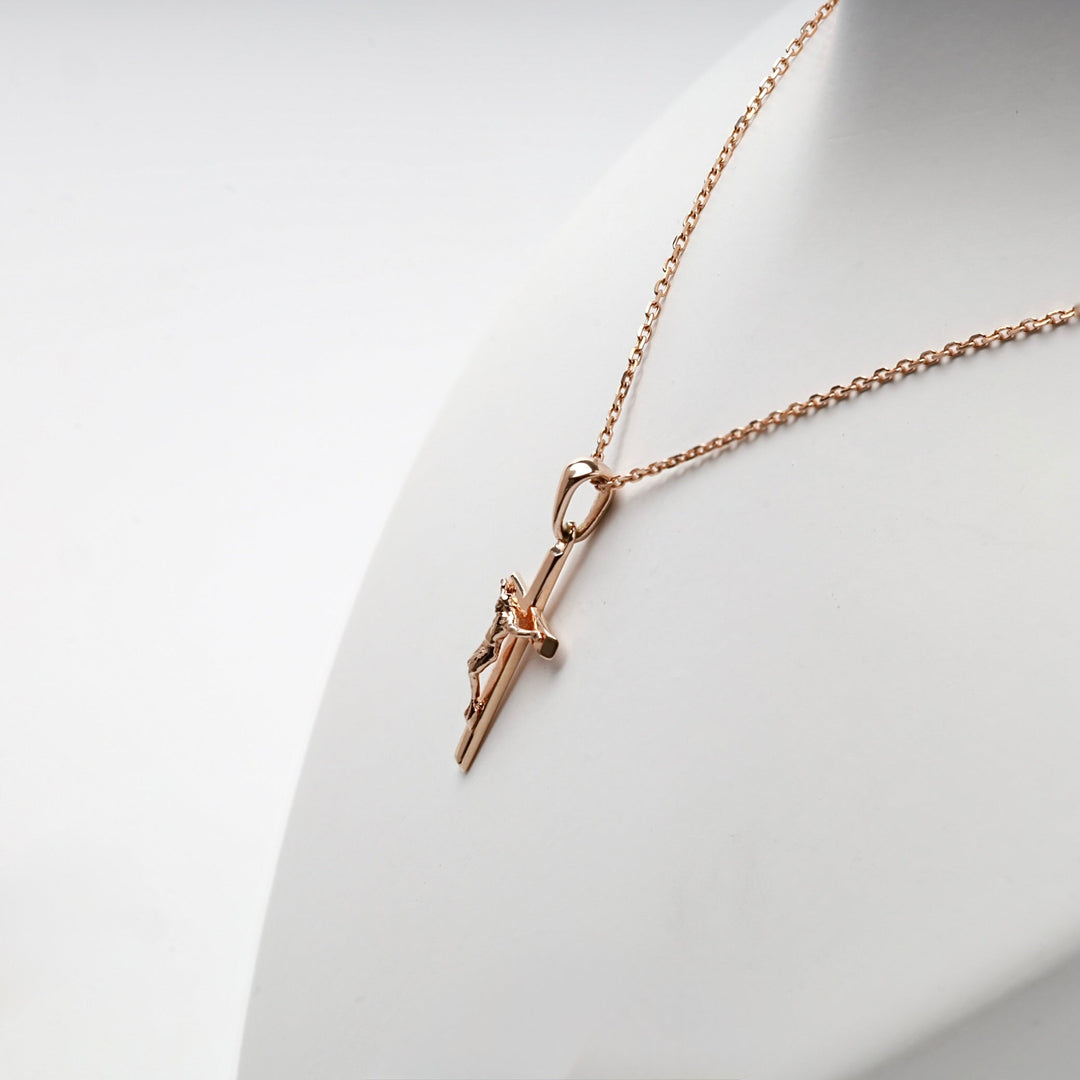 Rose Gold 14K (585) Slim Crucifix Pendant | Ukrainian Jewelry