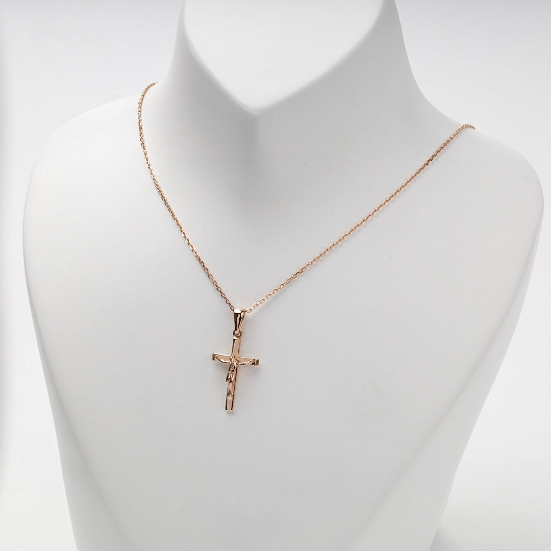Rose Gold 14K (585) Slim Crucifix Pendant | Ukrainian Jewelry