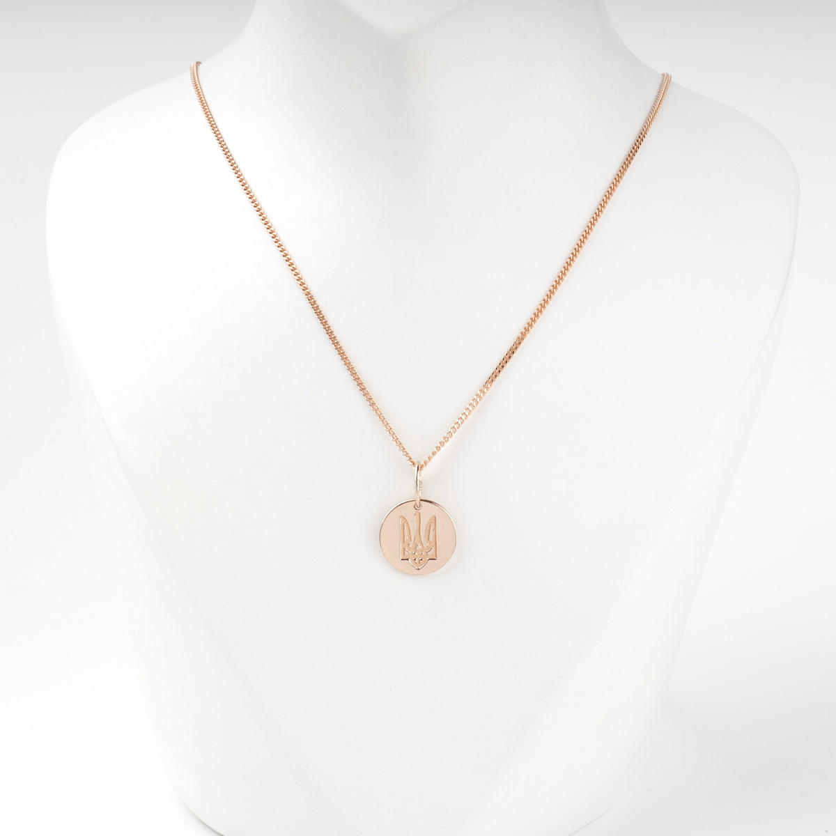 Rose Gold 14K (585) Ukrainian Trident Disc Pendant | Ukrainian Jewelry