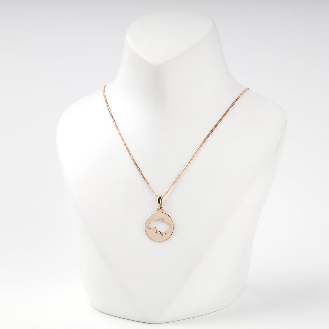 Rose Gold 14K (585) Ukraine Map Pendant | Ukrainian Jewelry