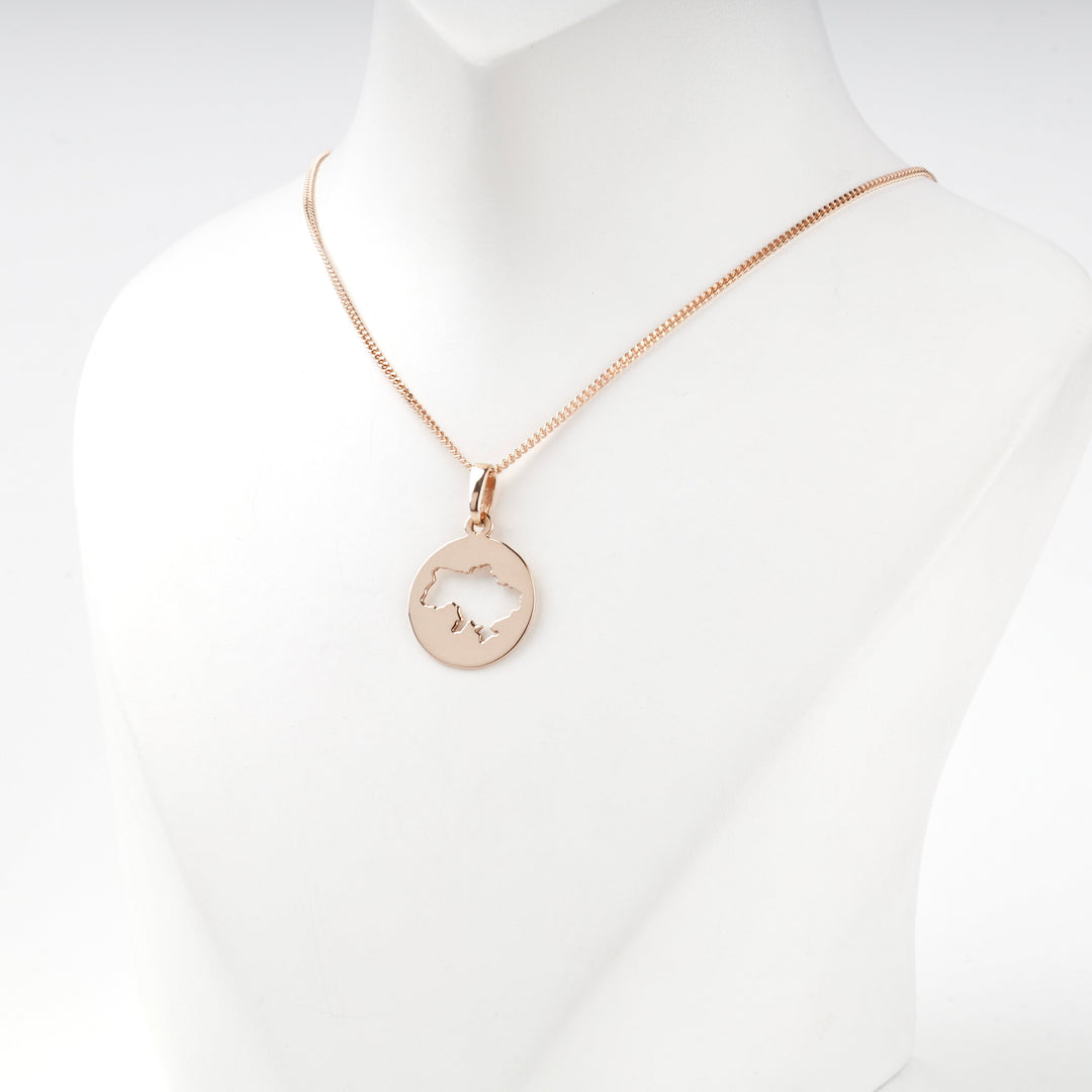 Rose Gold 14K (585) Ukraine Map Pendant | Ukrainian Jewelry