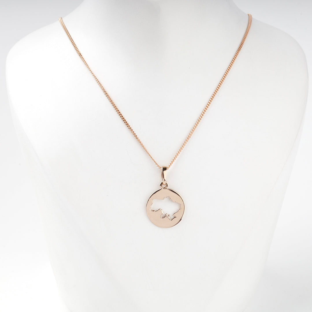 Rose Gold 14K (585) Ukraine Map Pendant | Ukrainian Jewelry