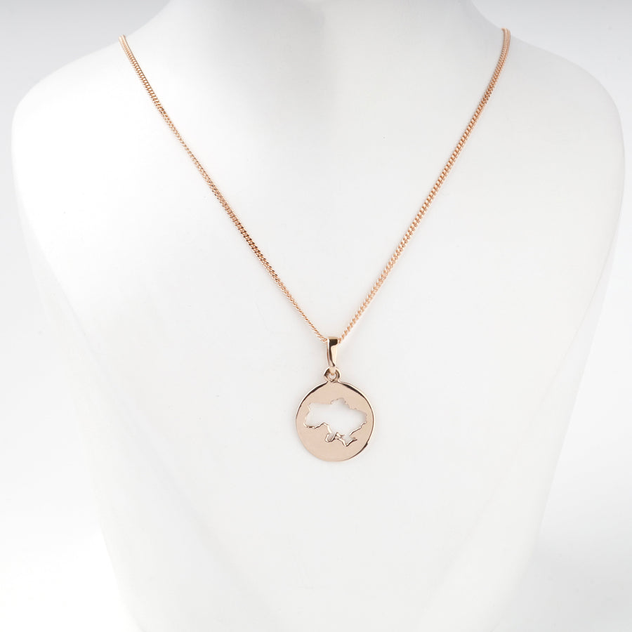 Rose Gold 14K (585) Ukraine Map Pendant | Ukrainian Jewelry